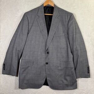 Tom James Holland & Sherry Blazer Jacket Mens 42R Gray Plaid Slim Fit Custom EUC